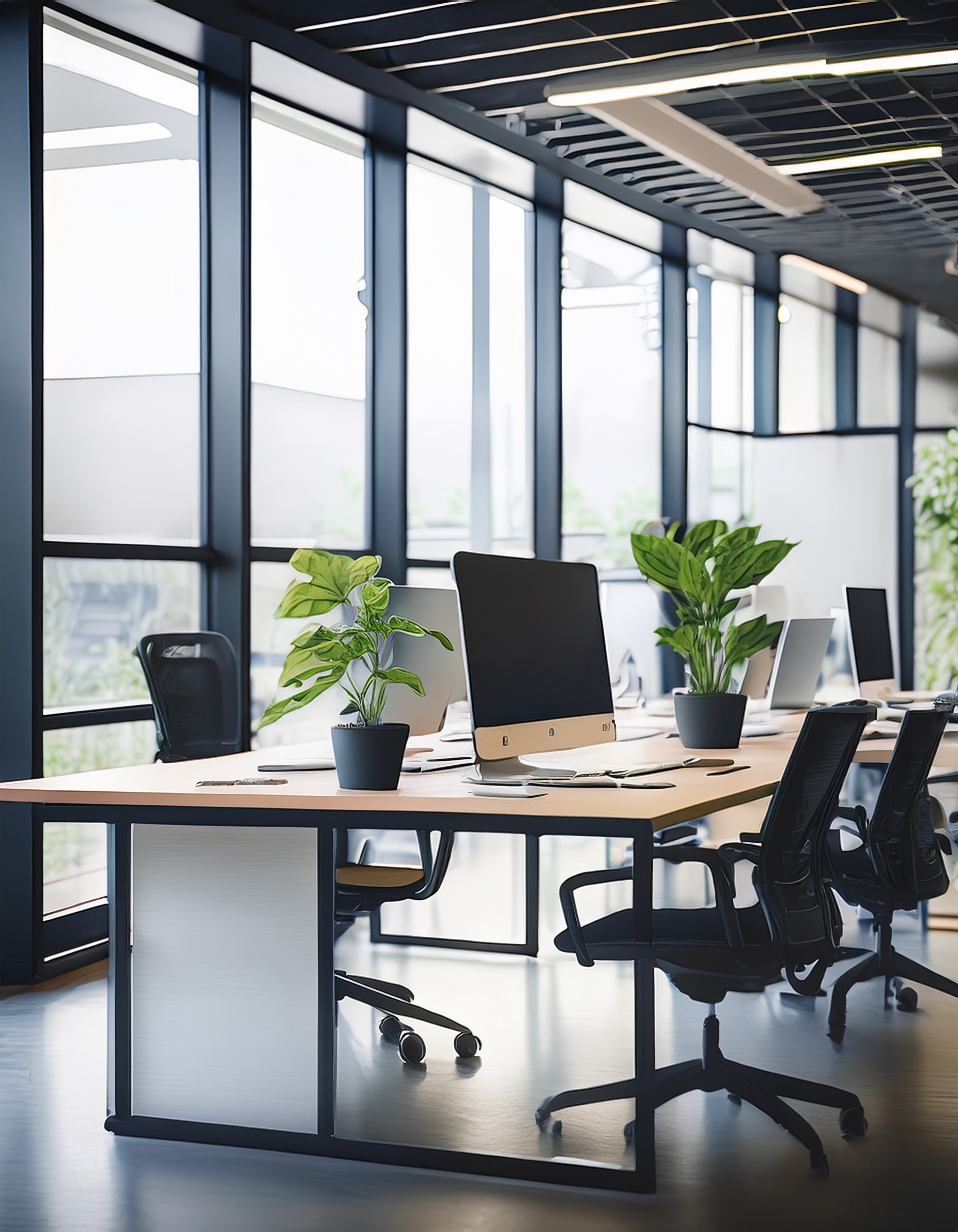 Moderne Büroeinrichtung einer Steuerkanzlei mit freundlicher Atmosphäre