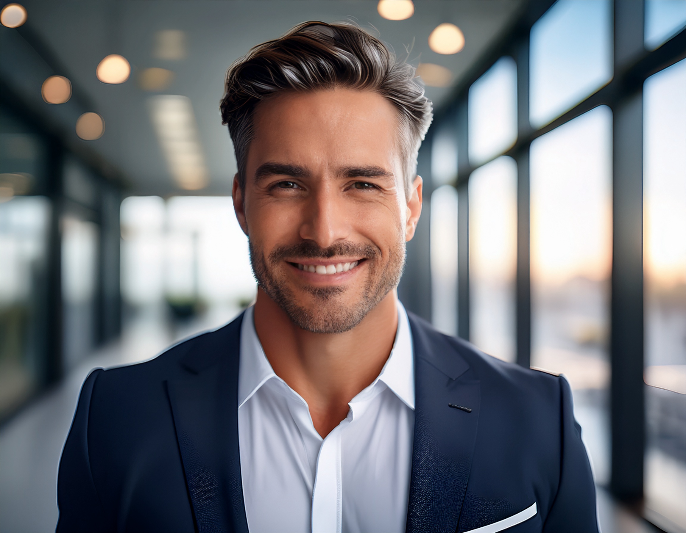 Porträt eines lächelnden Mannes mittleren Alters in professioneller Kleidung